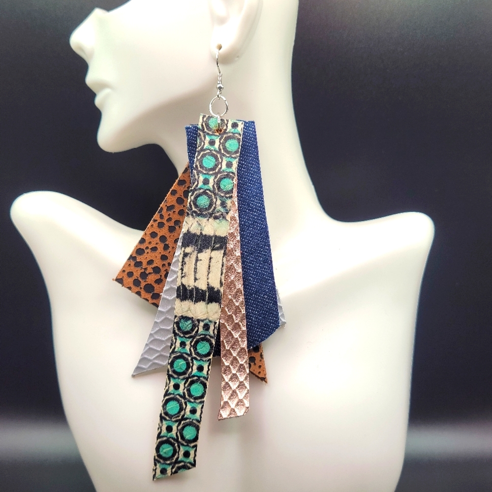 Leather & Denim Earrings